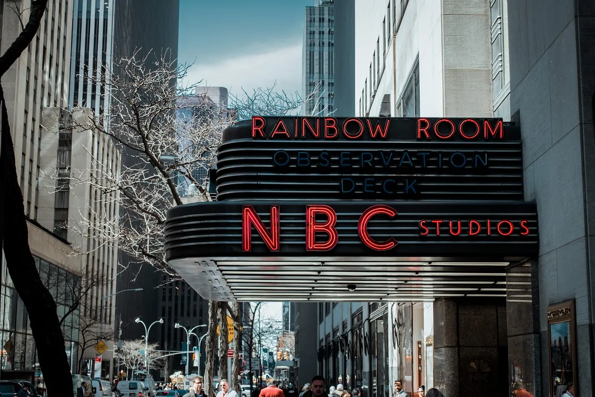 nbc, nbc studios, radio, new york, new york city, nyc, studios, sign, city, buildings, new york street, architecture, urban, lights, radio, new york, new york,