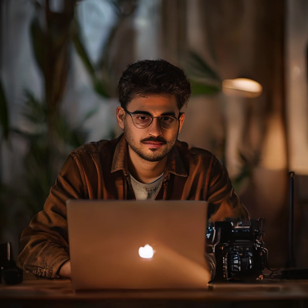 India-youtuber.com: Indian YouTuber with laptop and camera